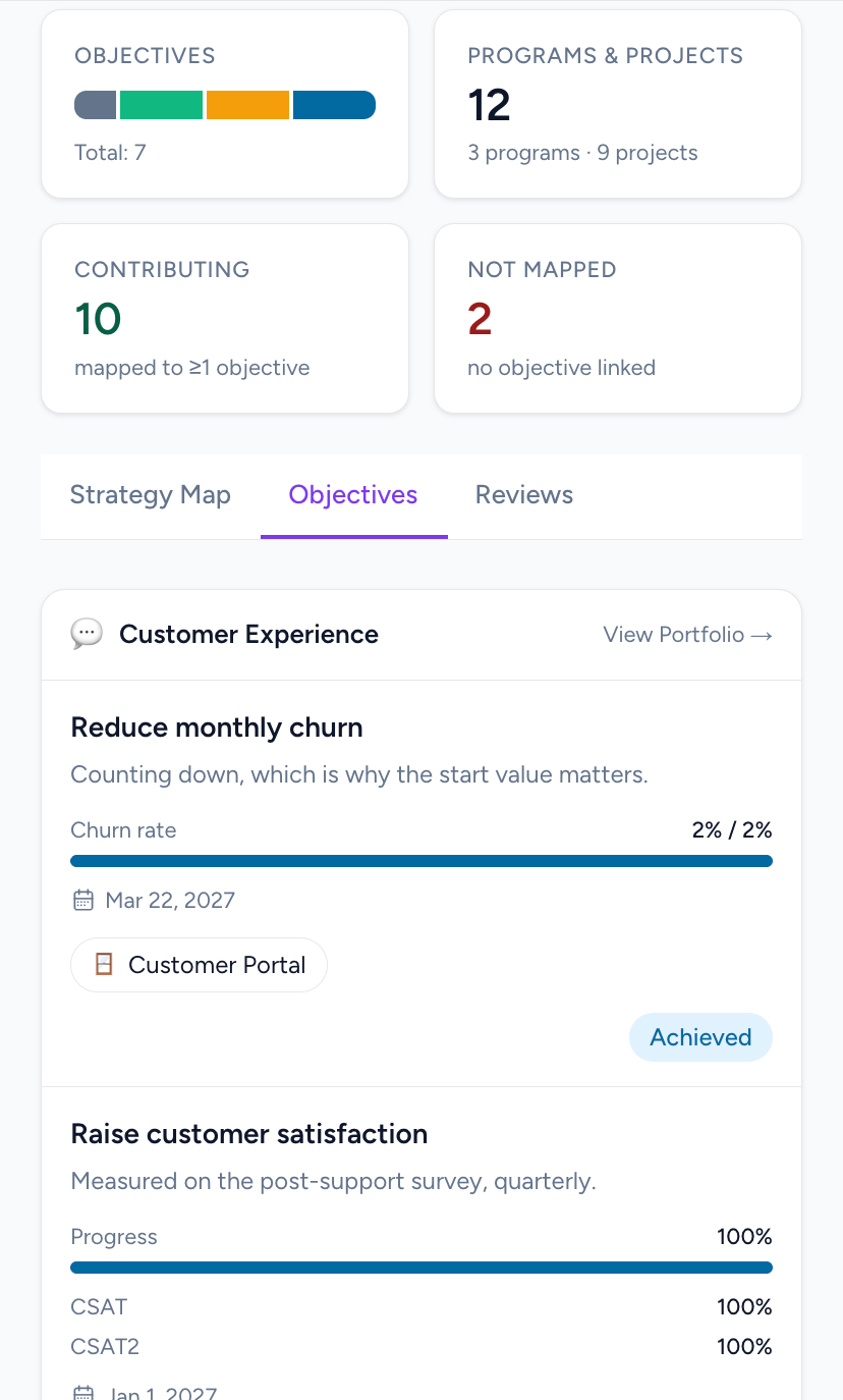 Screenshot of Portfolios & strategy in Portavi